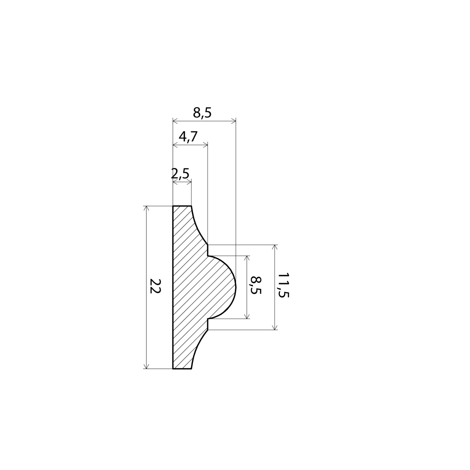 Cover moulding 8,5x22 - Image 2